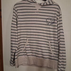 Ivory Ella Gray and Cream Striped Hoodie